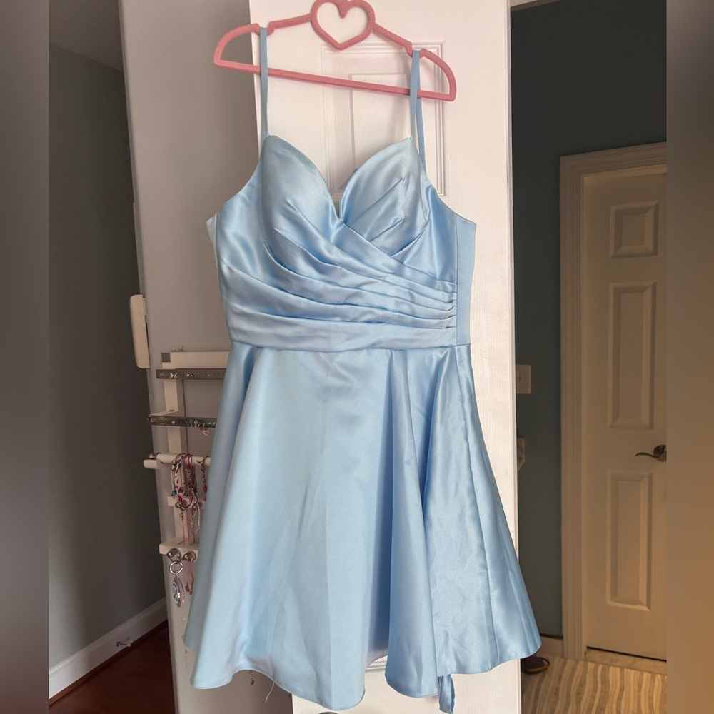 Elegant Light Blue Mini Dress